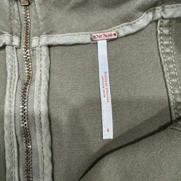 FREE PEOPLE 6 Modern Femme Army Green‎ Denim Skirt Utility Gorpcore - Picture 3 of 6